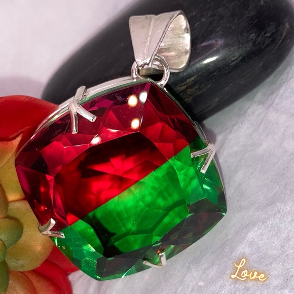 Watermelon Ametrine Quartz Huge Handmade Pendant - Picture 5 of 6